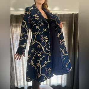 Floral Navy Long Coat